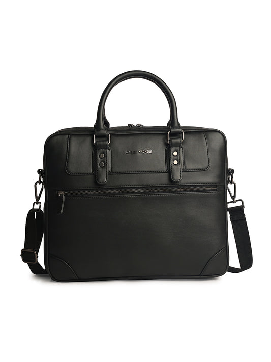 Gauge Machine 16" Black Messenger Laptop Bag with Detachable Strap