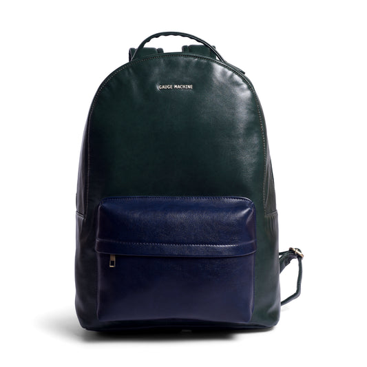 Gauge Machine Sap Green Backpack with Blue Kangaroo Pouch