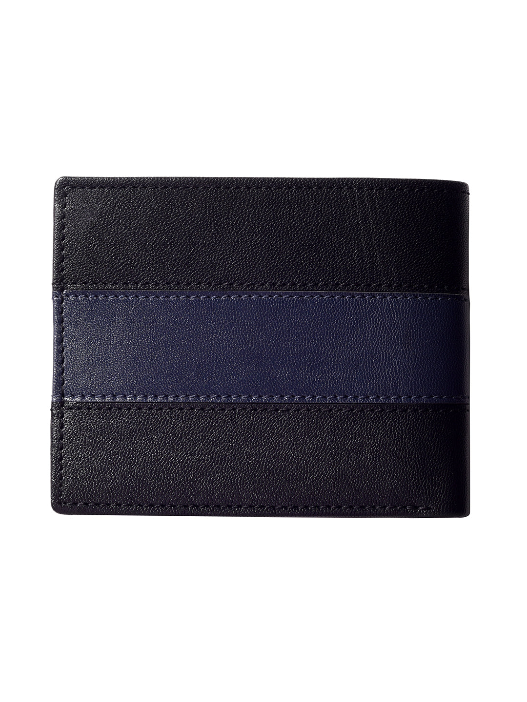Black and Navy Colour Block Bi-fold  wallet
