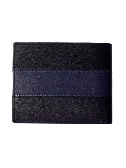 Black and Navy Colour Block Bi-fold  wallet