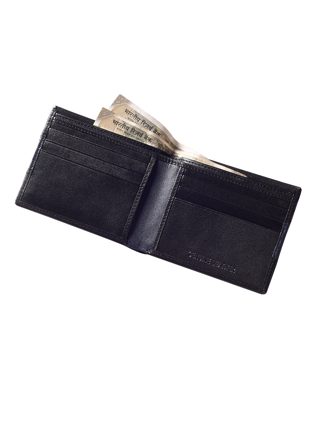 Black and Navy Colour Block Bi-fold  wallet