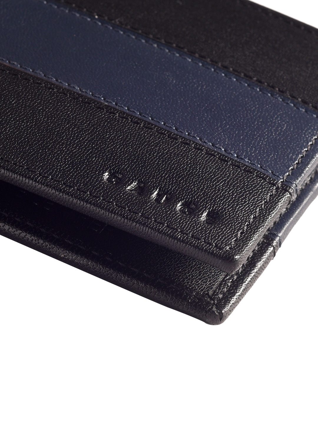 Black and Navy Colour Block Bi-fold  wallet