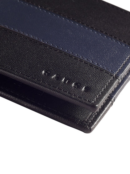 Black and Navy Colour Block Bi-fold  wallet