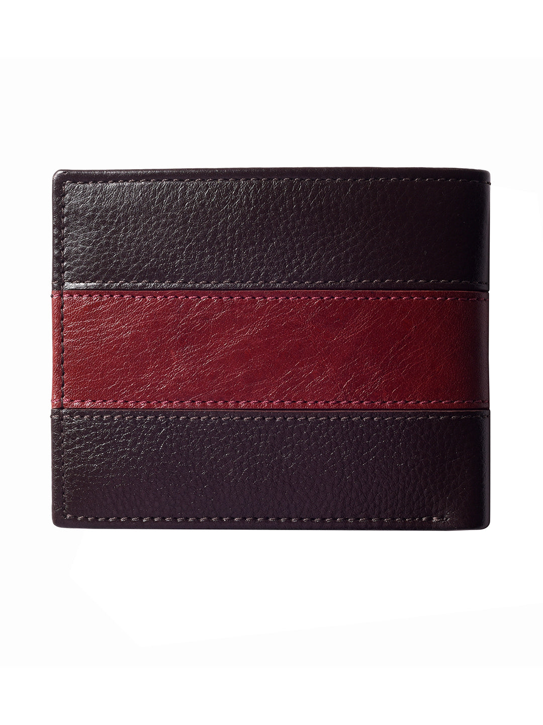 Brown and Wine Colour Block Bi-fold  wallet