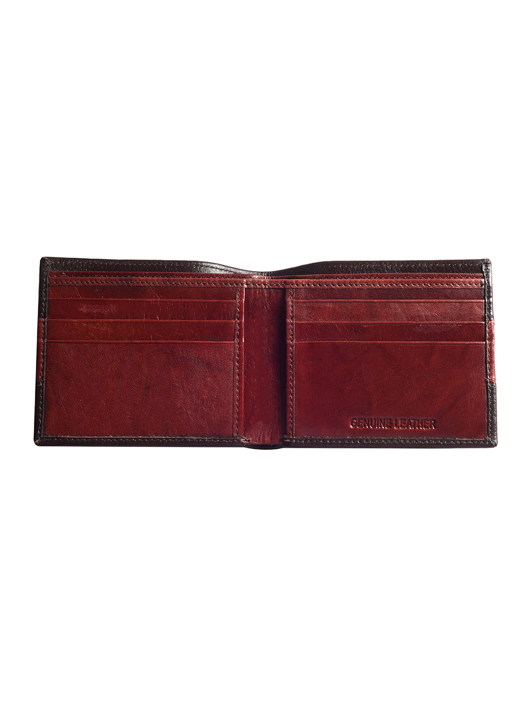 Brown and Wine Colour Block Bi-fold  wallet