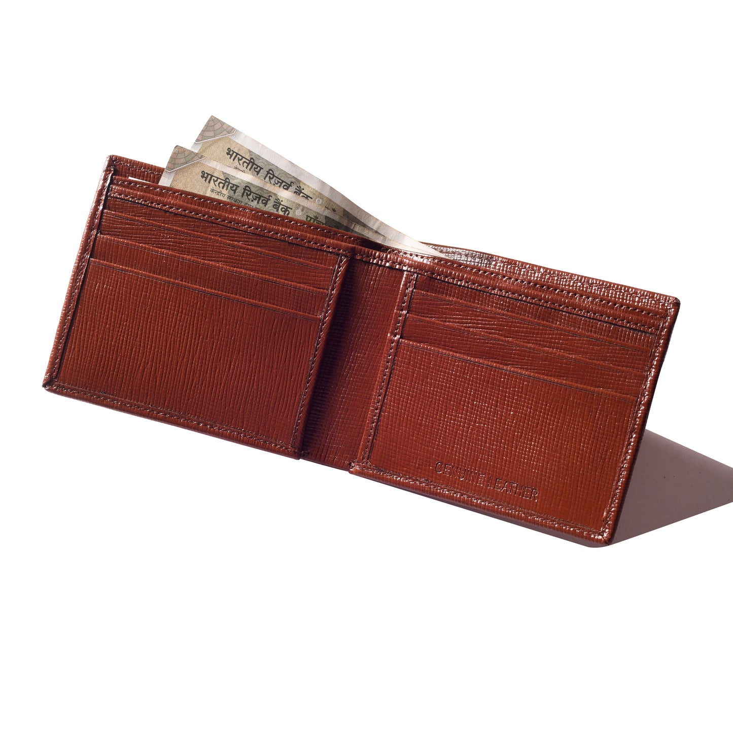 Tan Saffiano Textured Bi-fold  wallet