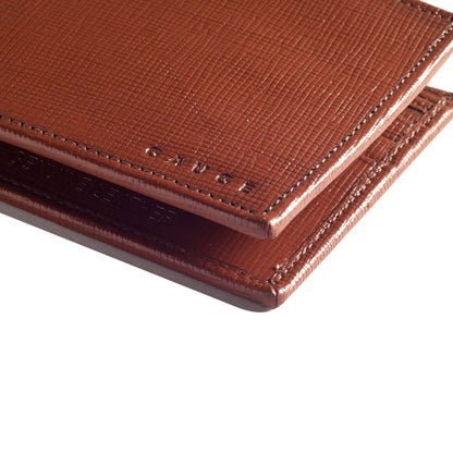 Tan Saffiano Textured Bi-fold  wallet