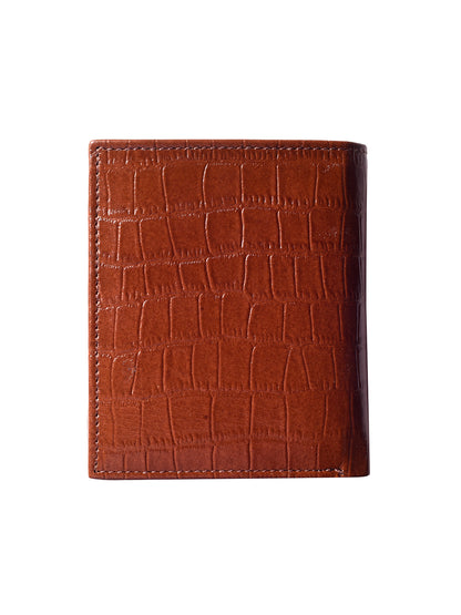 Tan Croco Vertical Bi-fold  wallet