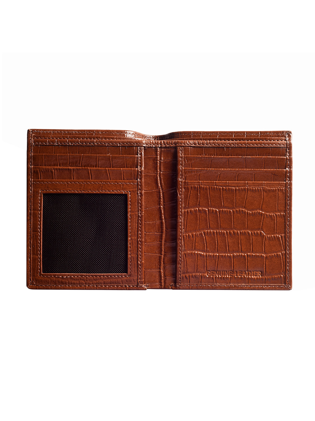 Tan Croco Vertical Bi-fold  wallet