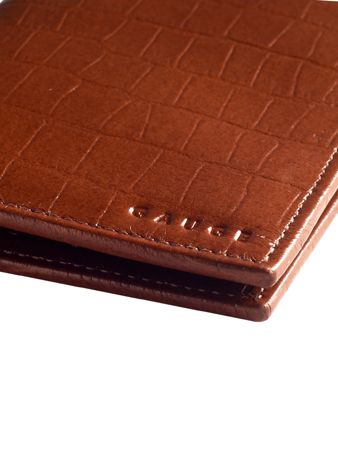 Tan Croco Vertical Bi-fold  wallet