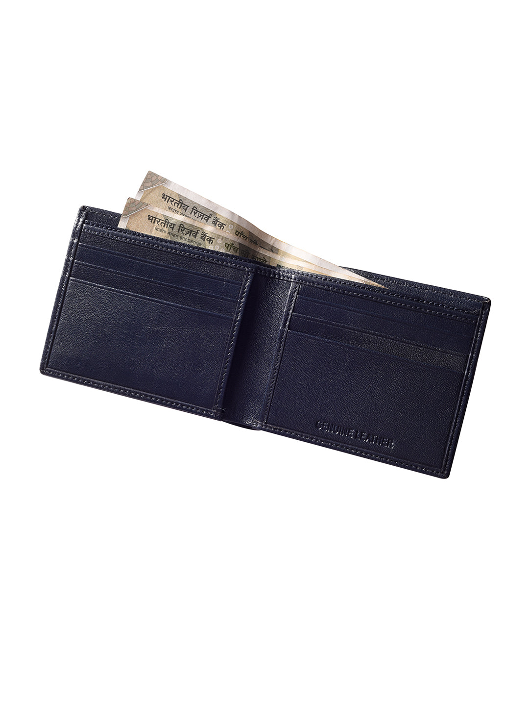 Navy Seam burnished Bi-fold  wallet